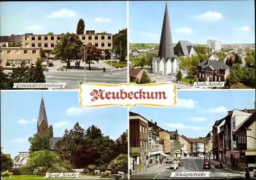 Ak Neubeckum Beckum in Westfalen, Kirchen, Gemeindeverwaltung, Hauptstraße