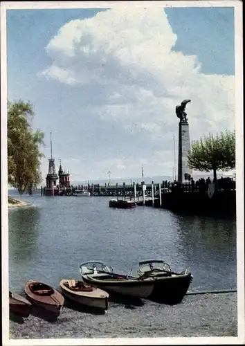Ak Konstanz am Bodensee, Hafenpartie, Boote