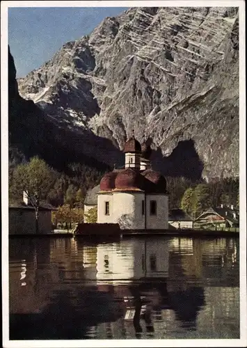 Ak Sankt Bartholomä Schönau am Königssee, Seeblick auf Kirche