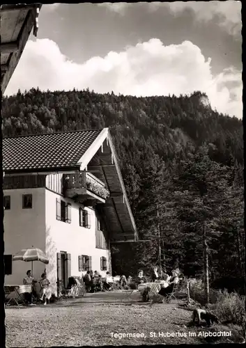 Ak Tegernsee in Oberbayern, St. Hubertur im Alpbachtal, Terrasse