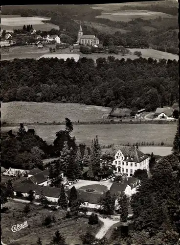 Ak Hommerich Hennef an der Sieg, Hotel Schloss Georgshausen, Vogelschau