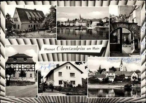 Passepartout Ak Obereisenheim in Bayern, Jugendheim, Rathaus, Tor, Pension