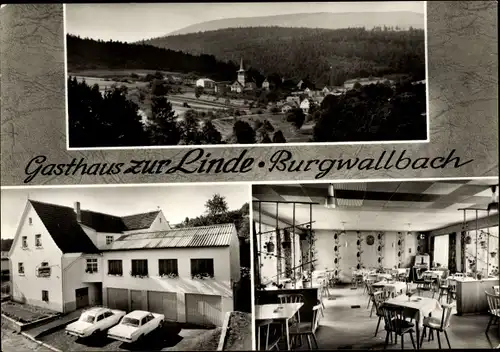 Ak Burgwallbach Schönau an der Brend Unterfranken, Gasthaus Zur Linde, Panorama