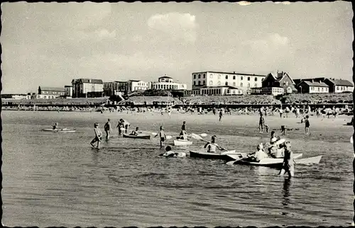 Ak Nordseebad Wangerooge in Ostfriesland, Kinder am Kajak fahren, Strand