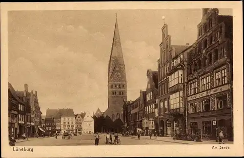 Ak Lüneburg Niedersachsen, Partie am Sande, Blick zur Kirche, Hotel zur Hoffnung