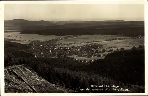 Ak Braunlage im Oberharz, Panorama von der großen Wurmbergklippe