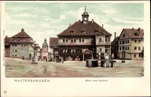 Ak Waltershausen im Thüringer Becken, Rathaus, Markt, Brunnen