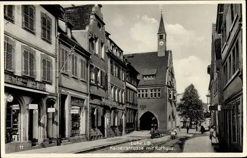 Ak Lahr im Schwarzwald Ortenaukreis, Kaiserstraße mit Rathaus, Friseur