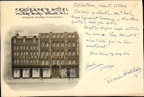 Ak London City England, Faulkner's Hotel, Villiers Street
