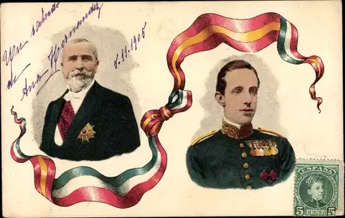 Ak König Alfons XIII. von Spanien, Émile Loubet, Staatstreffen Mai 1905