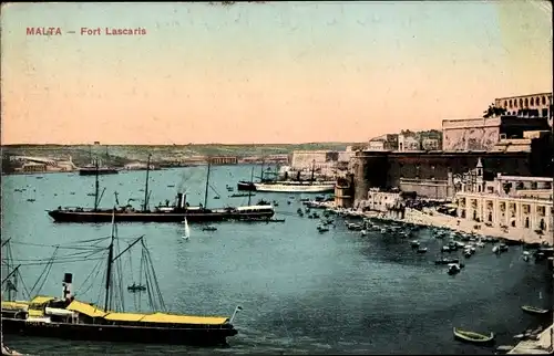 Ak Malta, Fort Lascaris, Dampfer