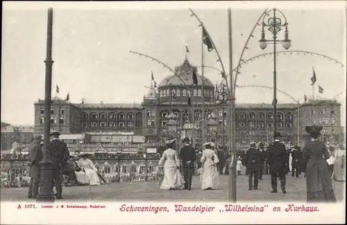 Ak Scheveningen Den Haag Südholland, Wandelpier Wilhelmina en Kurhaus