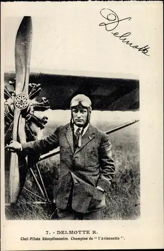 Ak Delmotte, Chef Pilote Receptionnaire, Champion de l'Avionnette, Flugpionier