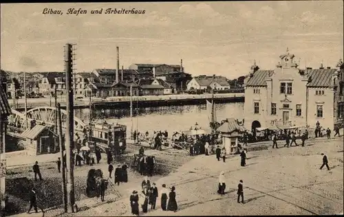 Ak Liepaja Libau Lettland, Hafen, Arbeiterhaus