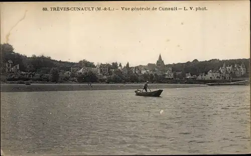 Ak Trèves-Cunault Maine et Loire, vue générale de Cunault, Boot