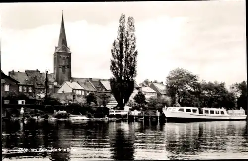 Ak Plön am See, Marktbrücke, Uferpartie