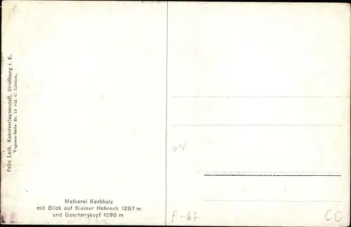 Künstler Ak Liebich, C., Elsass Bas Rhin, Kleiner Hohneck, Gaschneykopf