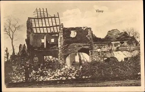 Ak Vimy Pas de Calais, Zerstörtes Haus, I. WK