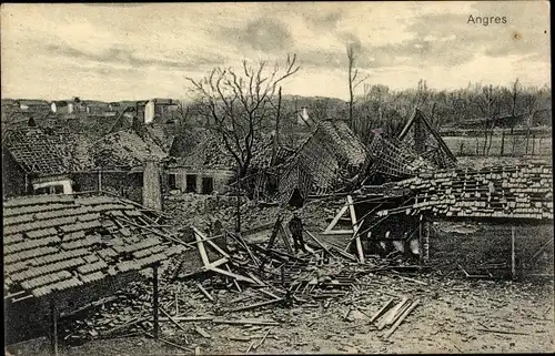 Ak Angres Pas-de-Calais, Kriegszerstörungen, I. WK