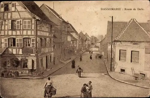 Ak Dannemarie Dammerkirch Elsass Haut Rhin, Route de Delle