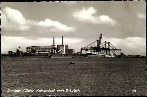 Ak Emden in Ostfriesland, Kohlenkai mit E.-Werk