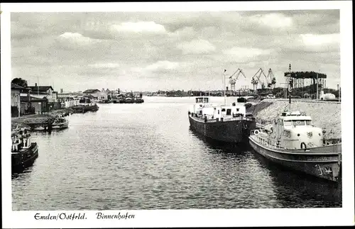 Ak Emden in Ostfriesland, Binnenhafen, Boot Braunschweig 