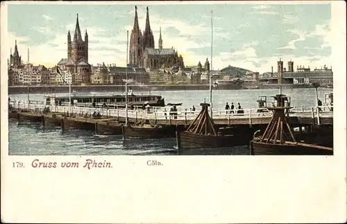 Ak Köln am Rhein, Dom, Schiffbrücke
