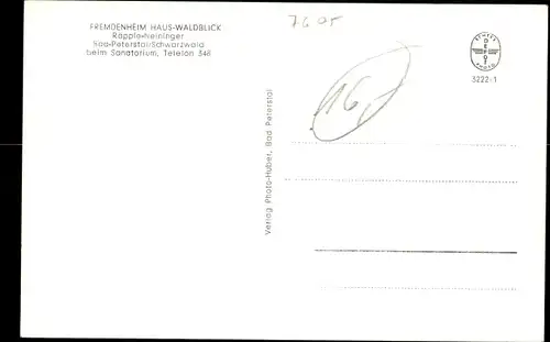 Ak Bad Peterstal Griesbach im Schwarzwald, Fremdenheim Haus Waldblick