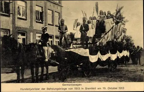 Ak Hamburg Wandsbek Bramfeld, 100-Jahrfeier der Befreiungskriege von 1813, Germaniawagen