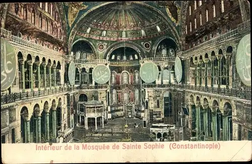 Ak Konstantinopel Istanbul Türkei, Interieur de la Mosquee de Saint Sophie