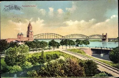 Ak Mainz am Rhein, Kaiserbrücke
