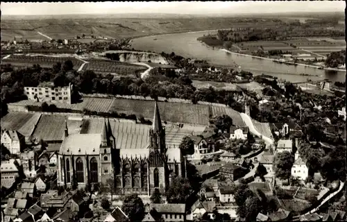 Ak Oppenheim am Rhein, Fliegeraufnahme vom Ort