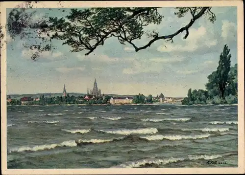 Künstler Ak Kellermann, K., Konstanz am Bodensee, Panorama
