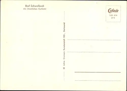 Ak Bad Schwalbach im Taunus, Am Staatlichen Kurhotel