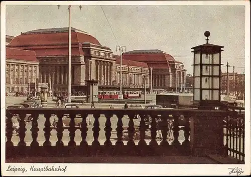 Ak Leipzig, Hauptbahnhof, Vorplatz, Straßenbahn
