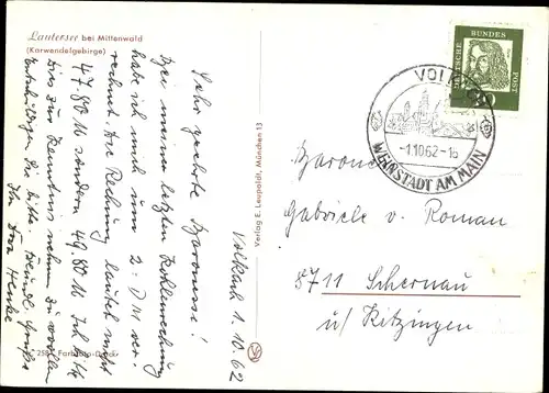 Ak Mittenwald in Oberbayern, Lautersee, Karwendelgebirge