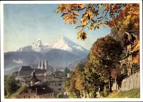 Ak Berchtesgaden in Oberbayern, Panorama mit Watzmann, Herbst