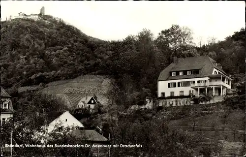 Ak Rhöndorf Bad Honnef am Rhein, Wohnhaus des Bundeskanzlers Dr. Adenauer, Drachenfels