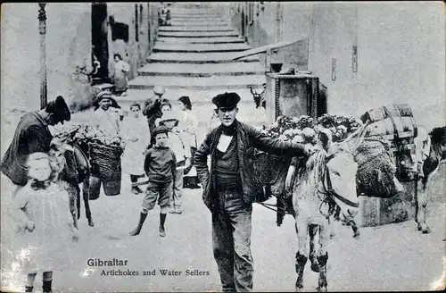 Ak Gibraltar, Artichokes and Water sellers, Wasserverkäufer