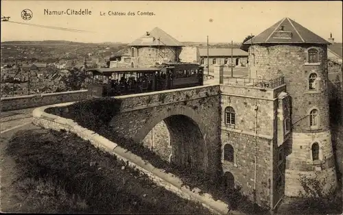 Ak Namur Wallonien, Namur Citadelle, Le Chateau des Comtes, tramway