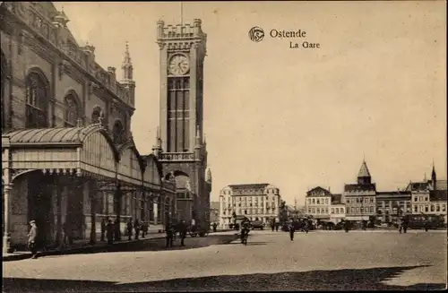 Ak Oostende Ostende Westflandern, La Gare