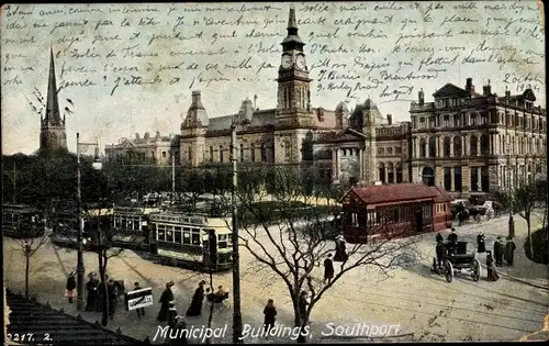 Ak Southport Merseyside England, Municipal Buildings