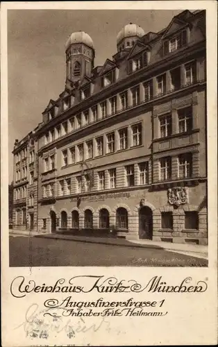 Ak München Bayern, Weinhaus Kurtz, Augustinerstraße 1