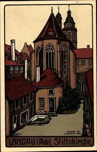 Künstler Ak Oderke, Landau in der Pfalz, Stiftskirche