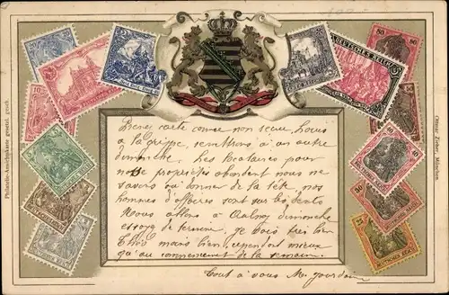 Präge Wappen Briefmarken Litho Deutsches Reich