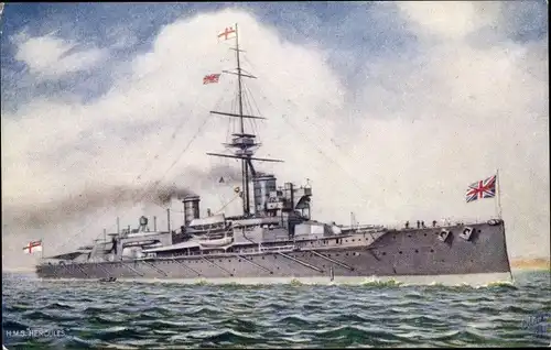 Künstler Ak Britisches Kriegsschiff, HMS Hercules, Dreadnought
