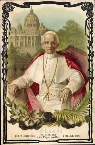 Litho Papst Leo XIII., Vincenzo Gioacchino Pecci, Portrait, Trauerkarte