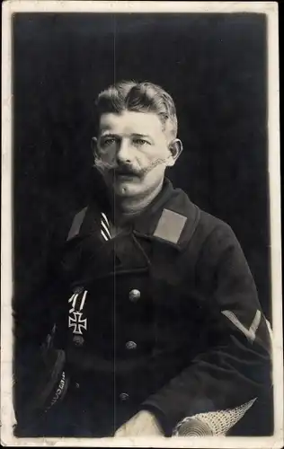 Foto Ak Deutscher Soldat in Uniform, Eisernes Kreuz, Portrait, I WK, Seemann