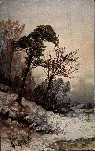 Künstler Ak Rüdt, August von, Winterlandschaft