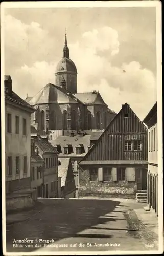 Ak Annaberg Buchholz im Erzgebirge, St. Annenkirche von der Farbgasse aus gesehen